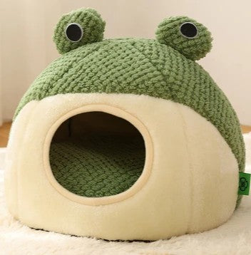 Frog Plush Pet Bed – Warm & Cozy Nest