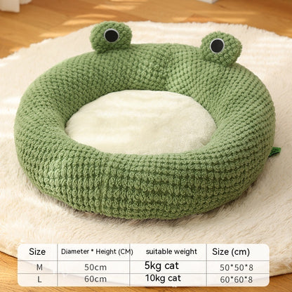 Frog Plush Pet Bed – Warm & Cozy Nest