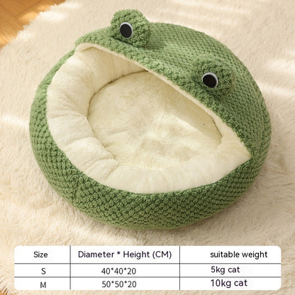 Frog Plush Pet Bed – Warm & Cozy Nest