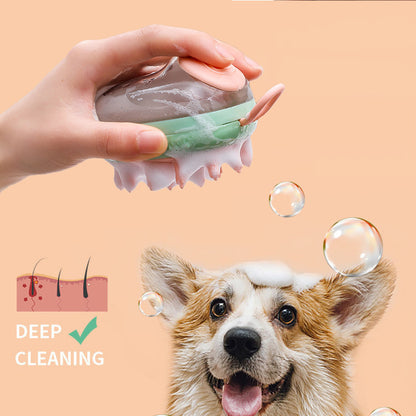 2-in-1 Pet Bath & Grooming Brush with Shampoo Dispenser